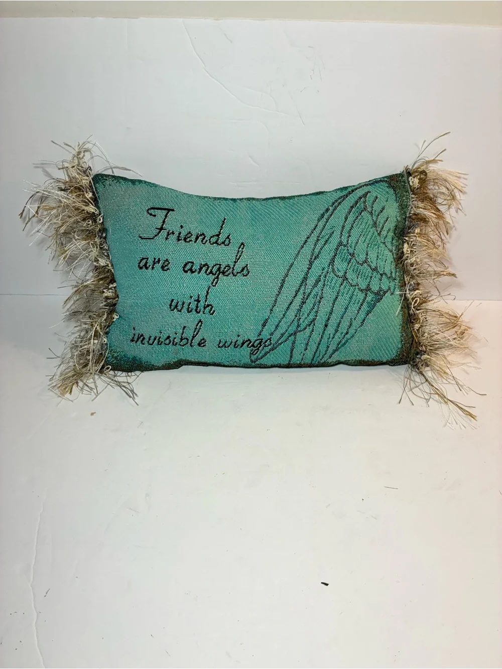Vintage Manual Woodworkers & Weavers “Friends Are Angels” Decorative Pillow